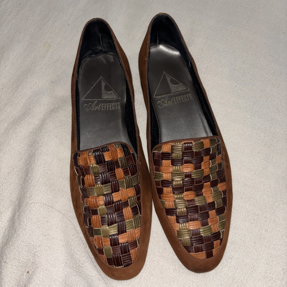 Vintage‎ Art Effects 90's Brown Suede Leather Slip On Loafers Women's Size 8.5